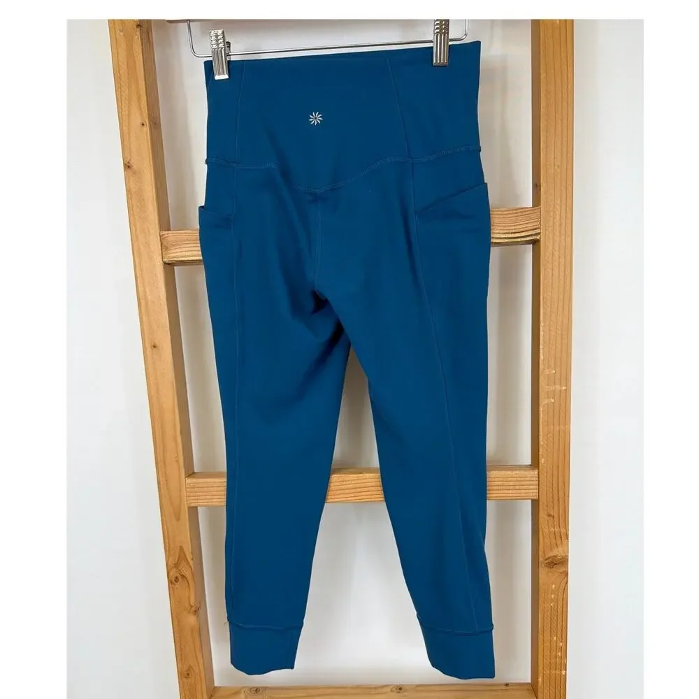 Athleta Teal Blue Ruched Activewear Cropped Pants XS - Picture 3 of 4